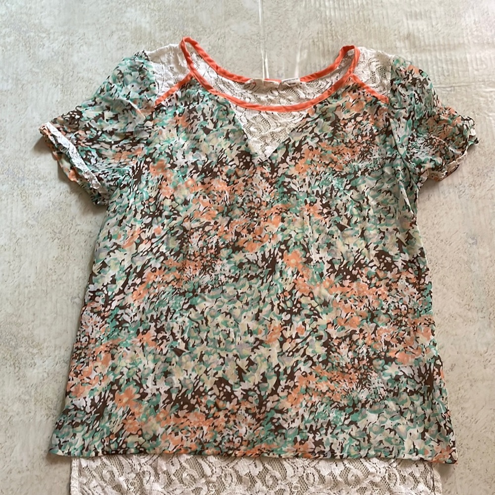 Miss me sheer and lace blouse